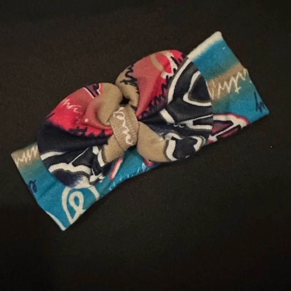 Aqua, Pink, Brown & Navy Big Bow Headband   APBNHB  Handmade NWT Boutique